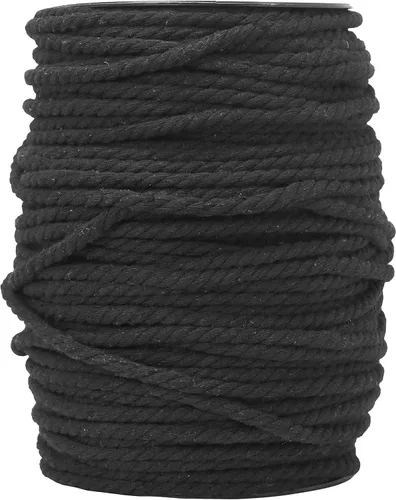 Vista 8 de Mandala Crafts Cordón de macramé negro de 3 hilos de 3 hebras de algodón torcido suministros de macramé - Cuerda de macramé de algodón de 109 yardas