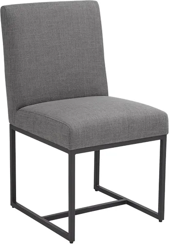 Vista 3 de 55 Downing Street Silla de comedor Myles de tela gris y metal negro