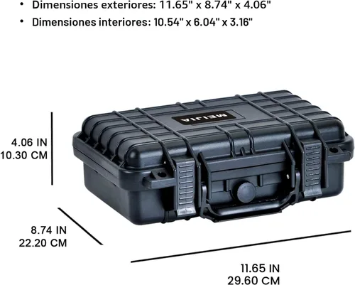 Vista 3 de MEIJIA Funda rígida protectora impermeable portátil para todo tipo de clima, funda para cámara pequeña, funda seca con espuma personalizable