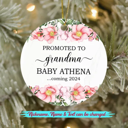 Vista 30 de Adorno personalizado para bebé que llega 2027, adorno de Navidad de Bump, elige el nombre del bebé y el año de Navidad para el nuevo abuelo abuela