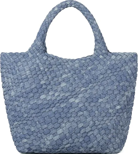 Vista 8 de Bolso tejido para mujer, bolso tote de cuero vegano grande para verano, playa, viaje, bolso de mano y cartera retro hecho a mano, bolso de hombro