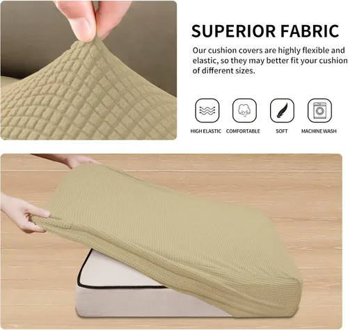 Vista 5 de Easy-Going - Funda de cojín elástica individual para sofá biplaza, sillón, funda de cojín protectora, suave, flexible con parte inferior elástica