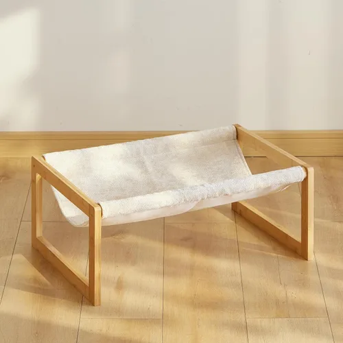 Vista 10 de kiplant Hamaca grande para gatos, hamaca elevada de madera de bambú para mascotas, 21 x 16.5 pulgadas, adecuada para gatitos, cachorros, conejos