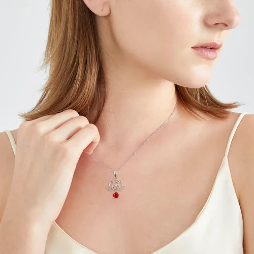 Vista 5 de TANGPOET Chakra Necklace Sterling Silver Lotus Pendant Necklace Healing Crystal Dragonfly Jewelry Birthday Christmas Gifts for Women Mom Daughter