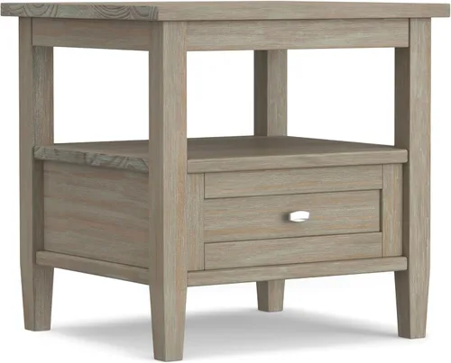 Vista 22 de SIMPLIHOME - Mesa lateral estrecha rectangular Warm Shaker, de madera maciza, de 14 pulgadas de ancho, estilo transicional, color negro, para sala
