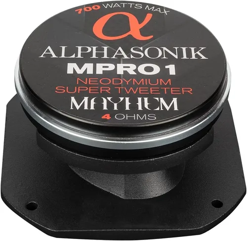 Vista 4 de Alphasonik 4" MPRO1 Mayhem PRO Series 700 vatios máx. 175 vatios RMS audio para coche Super Tweeter 4 ohmios, bobina de voz de 1.5 pulgadas, marco