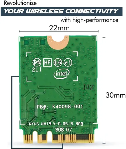 Vista 2 de Adaptador WiFi 6 AX200 Tarjeta WiFi 802.11ax M.2 de doble banda para PC Hasta 2.4 Gbps Sin vPro Compatible con Bluetooth 5.2 e Intel, AMD