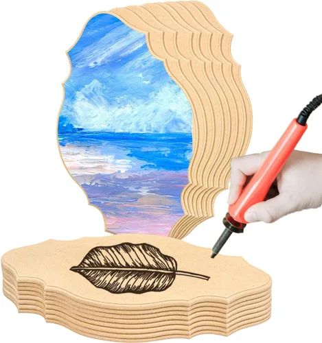 Vista 8 de Paquete de 16 placas de madera MDF sin terminar, 8 x 12 pulgadas, letreros de madera MDF biselada para manualidades, quema, pintura y grabado