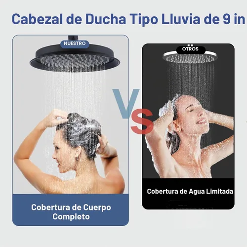 Vista 3 de Cabezal de ducha de lluvia de latón antiguo, cabezales de ducha vintage de 9 pulgadas con brazo de ducha curvado de extensión, cabezal de ducha Negro
