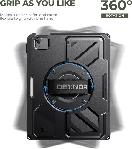 Vista 2 de Dexnor Funda para iPad Air de 11 pulgadas M3/M2, iPad Air de 5ª/4ª generación de 10.9 pulgadas Funda Resistente con correa de mano giratoria