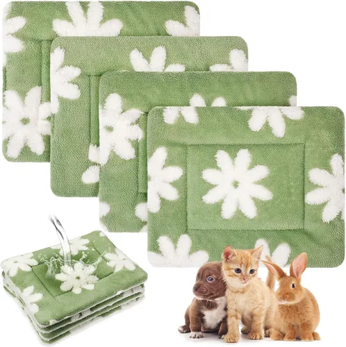 Vista 19 de Haull - Juego de ropa de cama impermeable de conejillo de indias, suave para perro y gato, tapete de felpa para jaula de animales pequeños, conejo