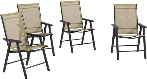 Vista 11 de Outsunny - Juego de 4 sillas plegables para patio, color negro