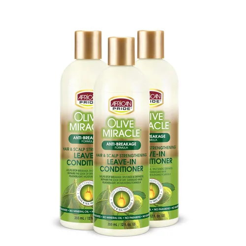 Vista 2 de African Pride Olive Miracle Acondicionador sin enjuague de 12 onzas (12.0 fl oz) (paquete de 2)