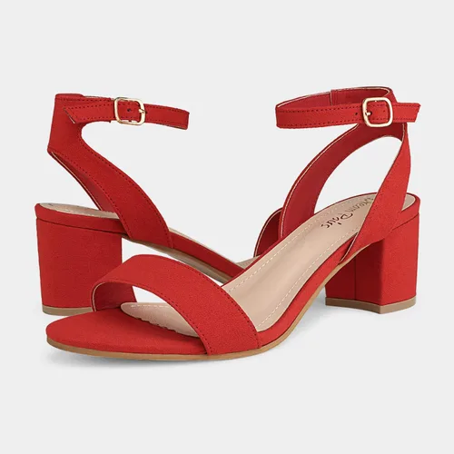 Vista 2 de DREAM PAIRS - Sandalias de tacón grueso y bajo para mujer, con correa al tobillo y puntera abierta, sandalias elegantes para fiestas