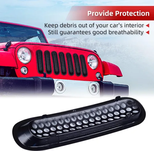 Vista 4 de Rejillas para Jeep Wrangler JK JKU 2007-2015, color negro mate