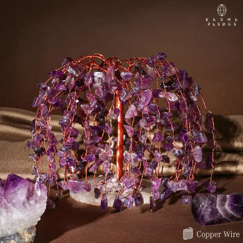 Vista 5 de Árbol de la vida de cristal de amatista curativos de chakras, árboles bonsái de Feng Shui para energía positiva, dinero, buena suerte, árbol