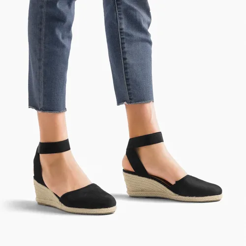 Vista 6 de DREAM PAIRS - Sandalias de cuña con correa elástica en el tobillo, para mujer