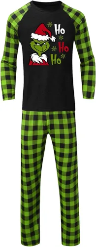 Vista 4 de Ogiraw Pijamas de Navidad familiares a juego, conjuntos familiares a juego, pijamas de Navidad de satén, ropa de dormir para la familia