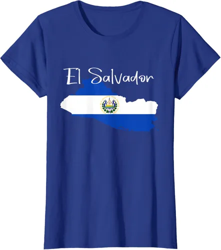 Vista 51 de Camiseta con la bandera de El Salvador, mapa de El Salvador, camiseta de Salvador para mujer