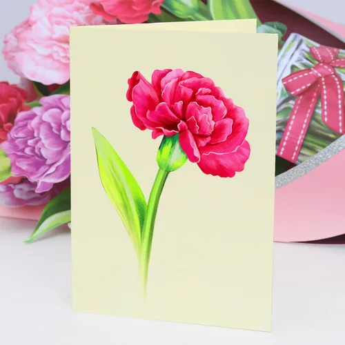 Vista 9 de Airpark - Tarjeta desplegable de flores 3D, tarjeta de felicitación – Claveles rosas – Para mamá, abuela – Ideal para el Día de la Madre