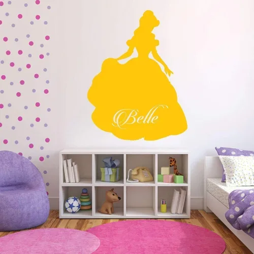 Vista 3 de Decoración de pared de princesa personalizada para habitación de niñas, calcomanía de vinilo para dormitorio, guardería de bebé, calcomanías