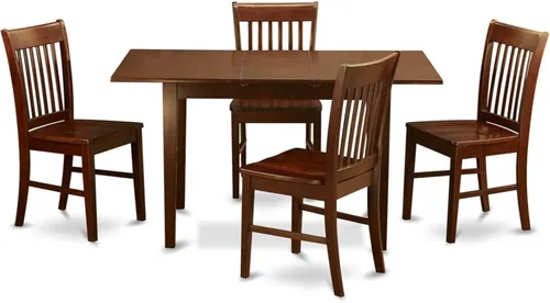 Vista 12 de HomeStock Juego de mesa de cocina de 5 piezas para 4 personas, incluye una mesa de comedor rectangular con hojas y 4 sillas Parson de tela de lino
