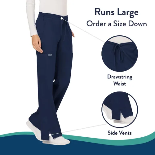 Vista 3 de Cherokee - Pantalones quirúrgicos elásticos Workwear Revolution WW120 para mujer, suaves y con cordón ajustable
