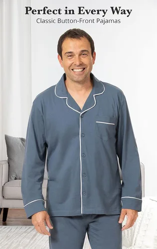 Vista 3 de PajamaGram Pajamas For Men - Mens PJs Sets, Classic, 100% Cotton
