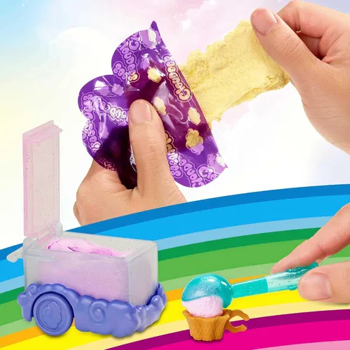 Vista 3 de Mattel Cloudees - Juego de fiesta de helados de playa coleccionables para mascotas, juguetes interactivos temáticos de nube con masa moldeable