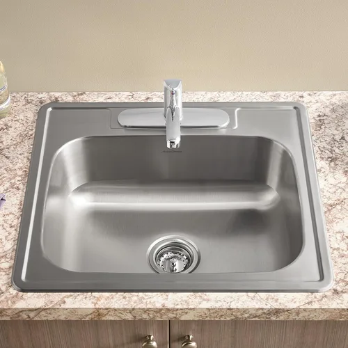 Vista 3 de American Standard 22SB.6252283S.075 Colony Top Mount Ada 25x22 Solo Tazón Acero Inoxidable 3 Agujeros Fregadero de Cocina