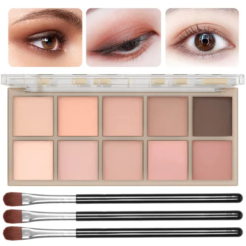Vista 10 de Sulily Paleta de sombra de ojos color nude, 10 colores, maquillaje de sombra de ojos mate, gris pardo marrón, humo neutro, pigmento alto mezclable