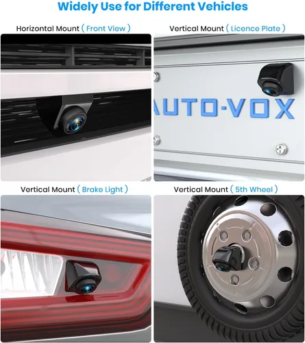 Vista 6 de AUTO-VOX Cámara frontal/de respaldo de 180°, mini estilo OEM, fácil instalación sin tornillos, cámara de visión lateral/trasera, impermeable IP69K