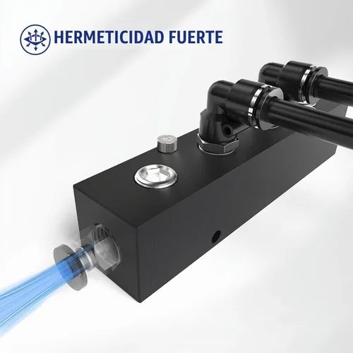Vista 3 de Colector de aire 1/4 NPT, bloque divisor neumático de manguera