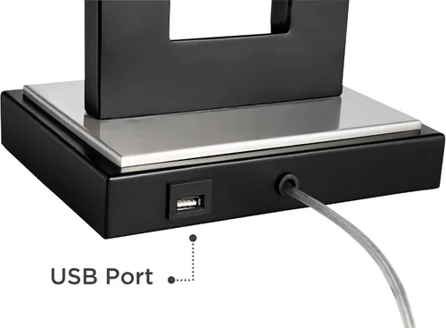 Vista 5 de 360 Lighting Neil - Juego de 2 lámparas de mesa rectangulares rústicas modernas de 26 pulgadas de alto, cadena de tracción de puerto USB, pantalla
