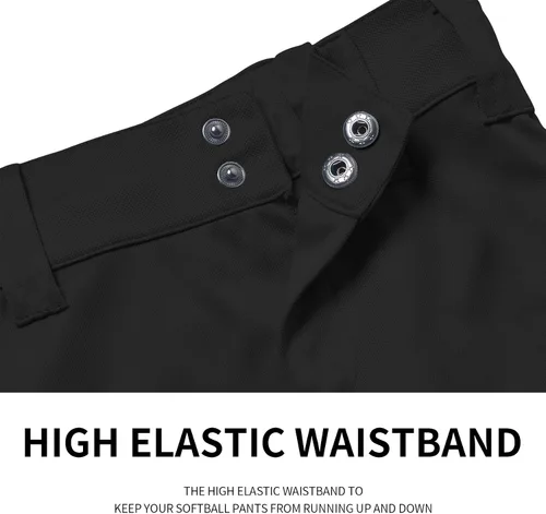 Vista 4 de QBK Pantalones de béisbol con ribete lateral para niños pequeños 2T/3T/4T/5T/6T/7T Negro