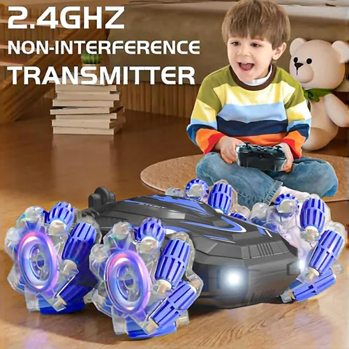 Vista 6 de Nuevo coche acrobático RC con detección de gestos con luces y música, coche de control remoto por gesto de mano que gira 360° controlado por ambos