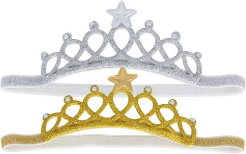 Vista 2 de Tiara Danmy con pedrería para niña, 2 unidades., Banda 15.1" niña, Dorado y Plateado