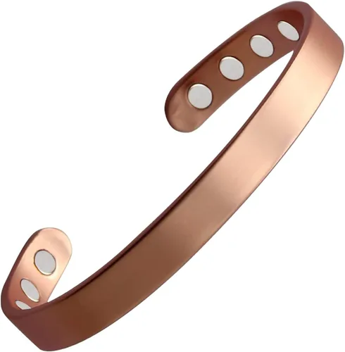 Vista 9 de MagEnergy Pulsera de cobre para hombres y mujeres, 99.9% de cobre puro brazalete magnético con 8 imanes de 3500 Gauss, regalo de joyería ajustable