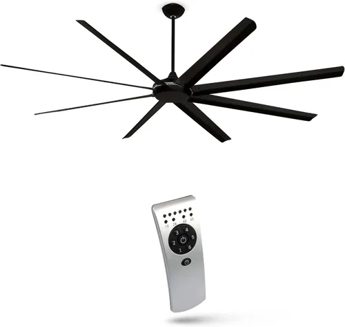 Vista 9 de Ciata Ventilador de techo industrial de 100 pulgadas con control remoto, interior/exterior, cuchillas de metal blanco resistentes, extra grande