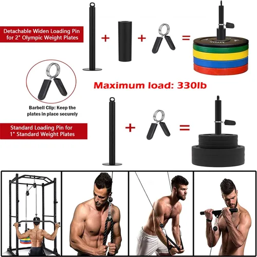 Vista 6 de Sistema de polea de cable de peso, accesorios de polea de entrenamiento LAT y elevación para gimnasio, sistema de polea de entrenamiento de tríceps