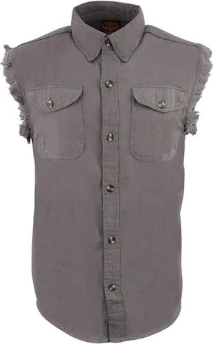 Vista 6 de Milwaukee Leather DM1002 Camisa vaquera ligera negra para hombre con corte deshilachado sin mangas