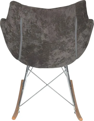 Vista 4 de LeisureMod Willow Velvet - Mecedora pequeña de terciopelo - marrón cedro, base Eiffel - Mecedora compacta para guardería, sala de estar o dormitorio