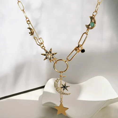 Vista 5 de Collar con dije de corazón de sol para mujer, chapado en oro de 18 quilates, collar con dije de corazón de cadena gruesa, collar de hip hop, collar