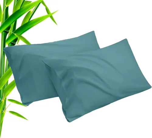 Vista 16 de Fundas de almohada tamaño estándar paquete de 2, fundas de almohada de rayón de bambú refrescantes con cierre de sobre, fundas de almohada frescas