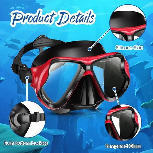 Vista 3 de Preboun 4 máscaras de buceo para adultos, antiempañamiento, sin fugas, gafas de snorkel para hombres y mujeres, gafas de natación panorámicas