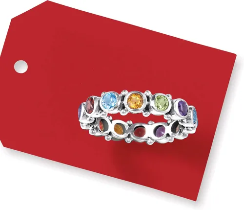 Vista 5 de Ross-Simons 1.50 ct. t.w. Multi-Gemstone Eternity Band in Sterling Silver