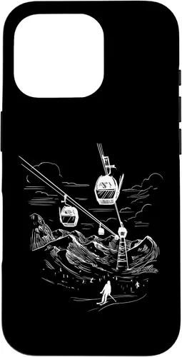 Vista 20 de iPhone 16 Ski Skiing Hobby Sport Snow Mountain Line Art Design Case