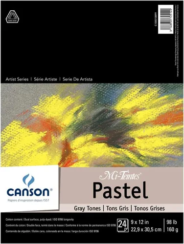 Vista 15 de Canson Artist Series Mi-Teintes - Papel pastel, colores surtidos, bloc plegable, 9 x 12 pulgadas, 24 hojas (98 libras/160g) - Papel de artista
