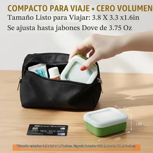 Vista 4 de AIMAIAIMAI Funda de viaje de jabón pequeña, funda de silicona resistente a