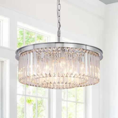 Vista 8 de Candelabro grande de cristal moderno de lujo, lámpara de techo colgante de oro antiguo para comedor, sala de estar, 12 luces, 3 niveles